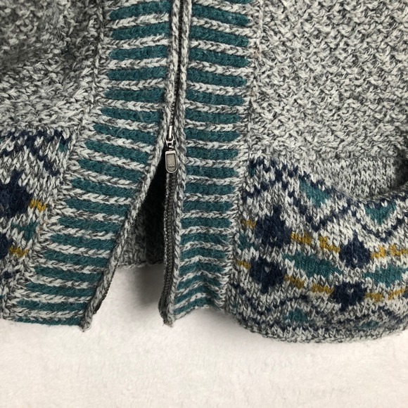 ROYAL ROBBINS Fair Isle Wool Blend Full Zip Hooded Cardigan Women's Sz M Gray - Picture 7 of 10